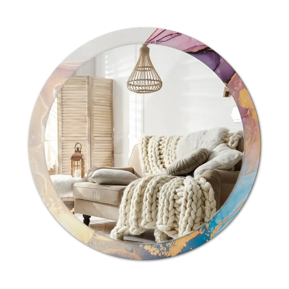 Round wall mirror decor Marble stone