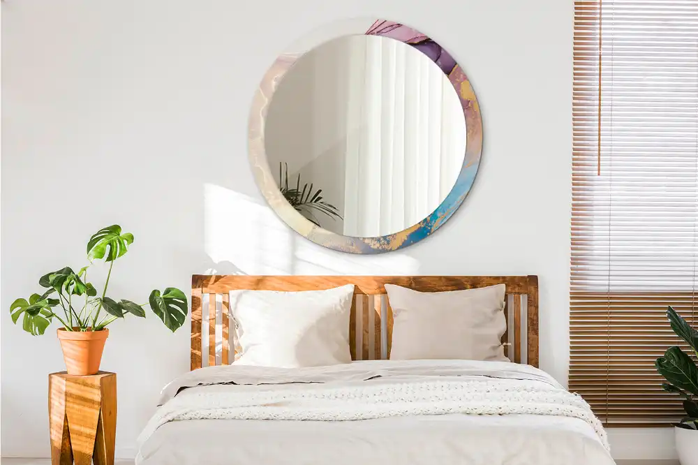 Round wall mirror decor Marble stone