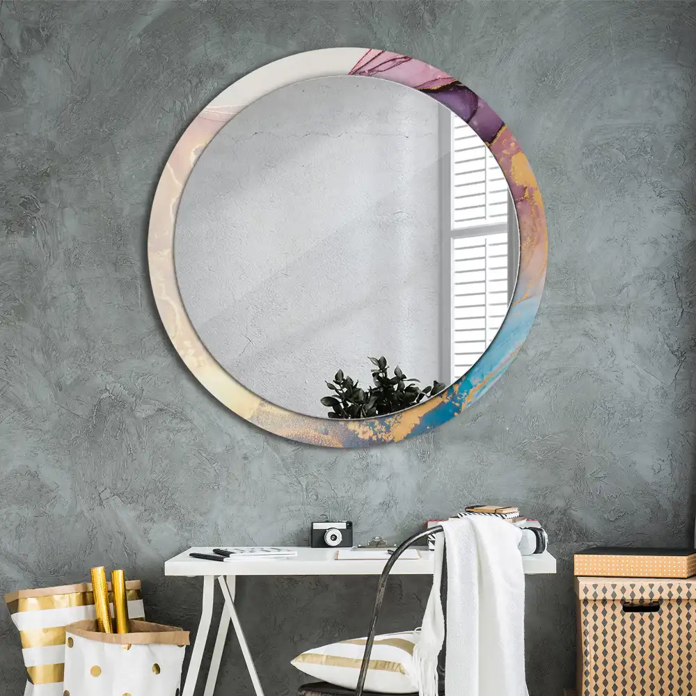 Round wall mirror decor Marble stone
