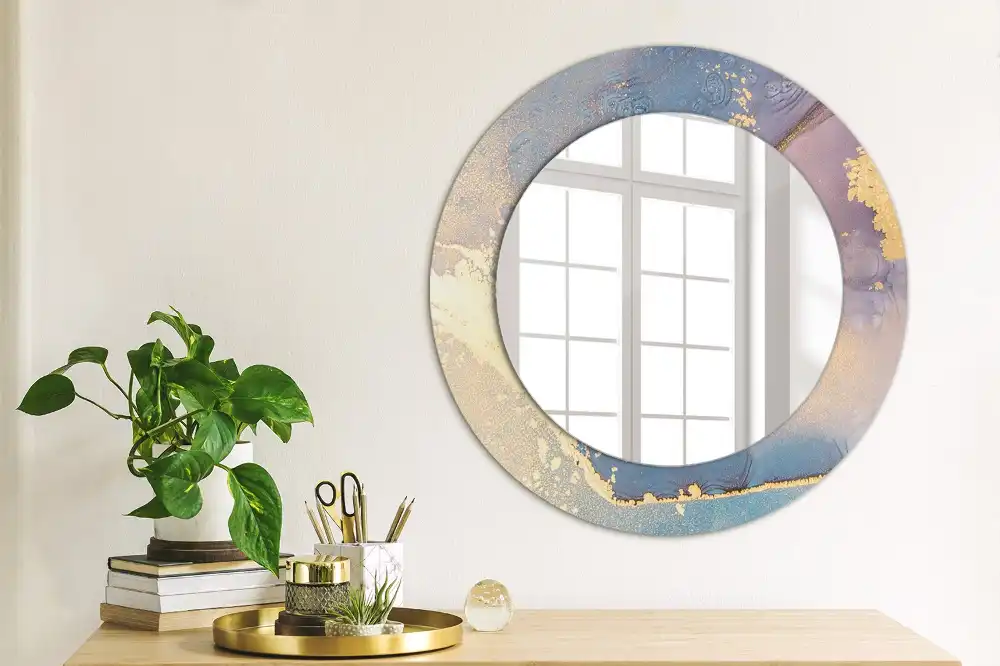 Round wall mirror decor Marble stone