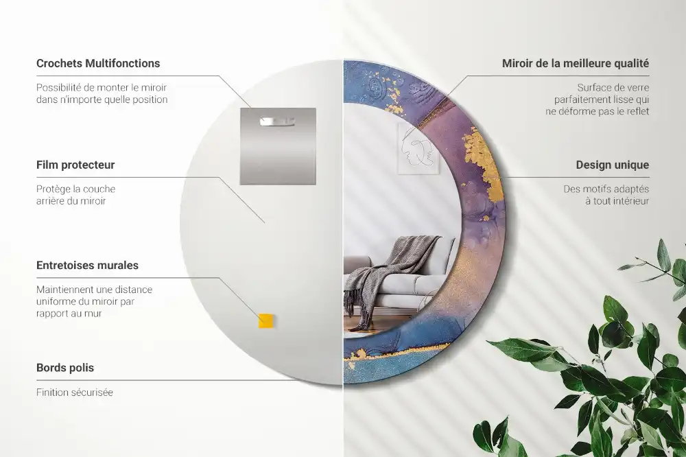 Round wall mirror decor Marble stone