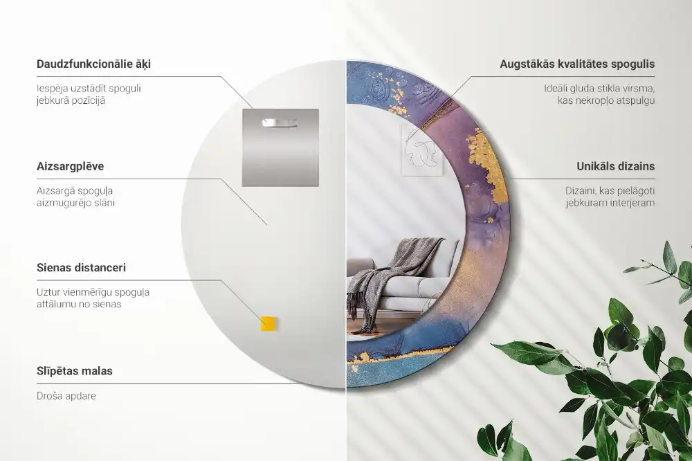 Round wall mirror decor Marble stone