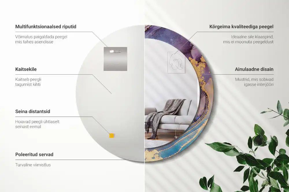 Round wall mirror decor Marble stone