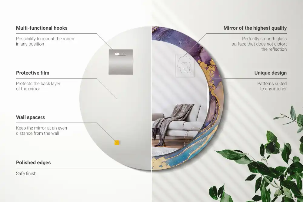 Round wall mirror decor Marble stone