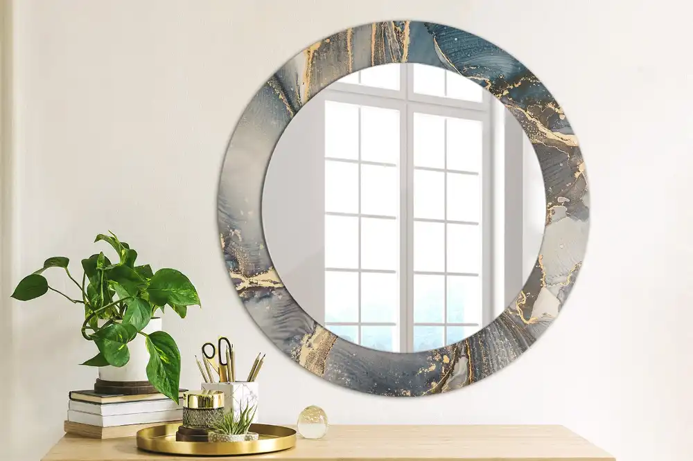 Round wall mirror decor Abstract paints