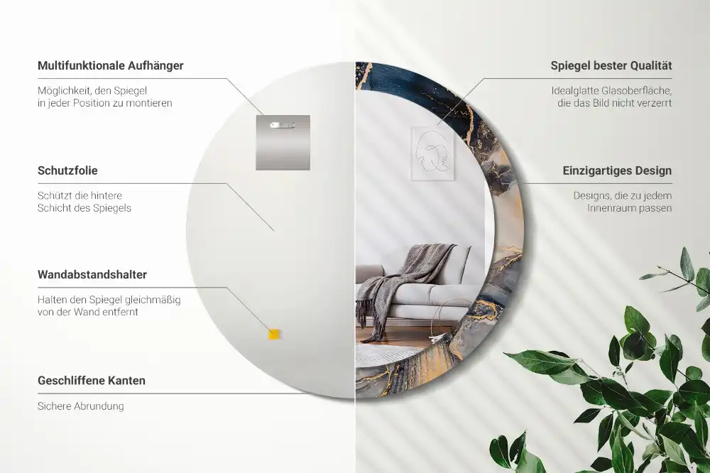 Round wall mirror decor Abstract paints