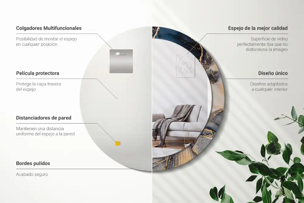 Round wall mirror decor Abstract paints