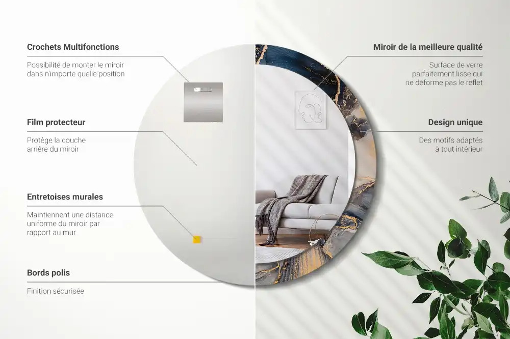 Round wall mirror decor Abstract paints