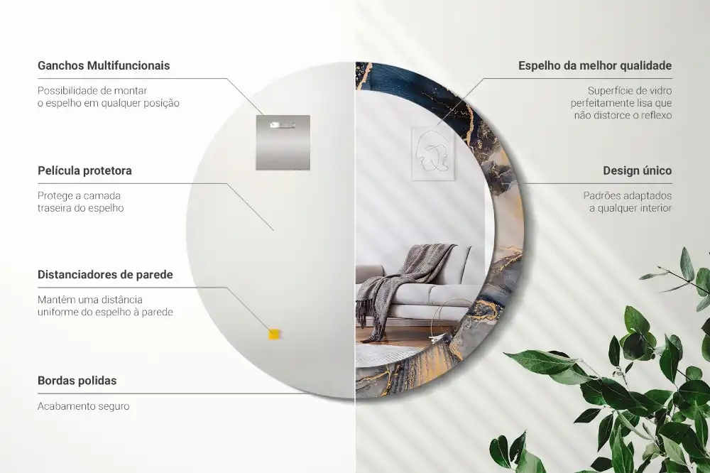 Round wall mirror decor Abstract paints