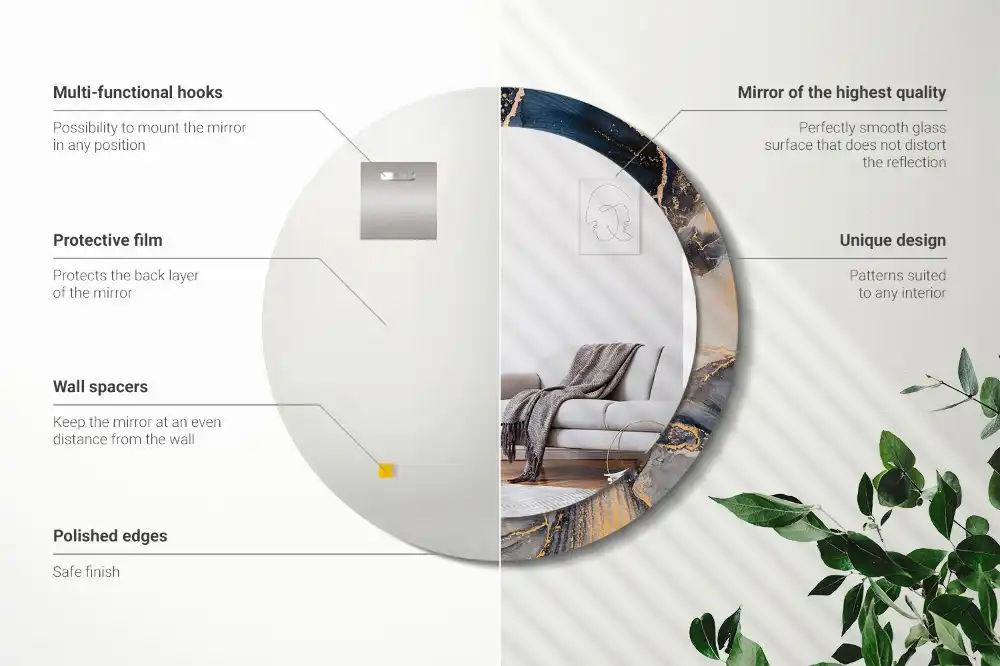 Round wall mirror decor Abstract paints