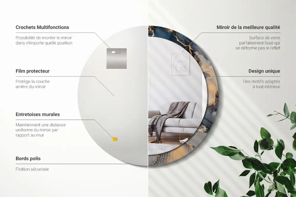 Round wall mirror decor Abstract paints