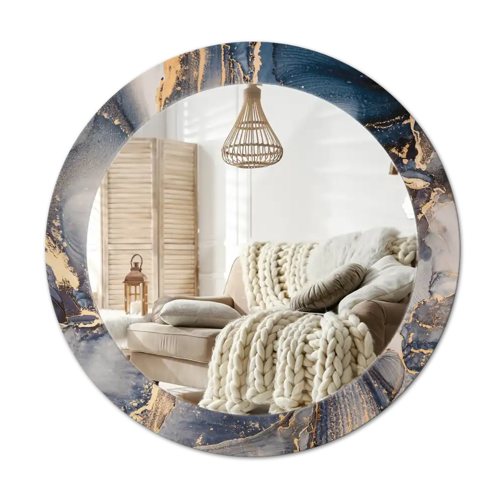 Round wall mirror decor Abstract paints