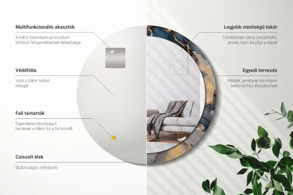 Round wall mirror decor Abstract paints