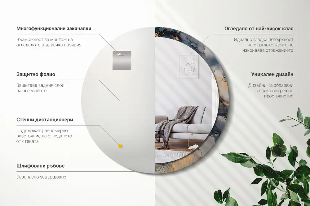 Round wall mirror decor Abstract paints