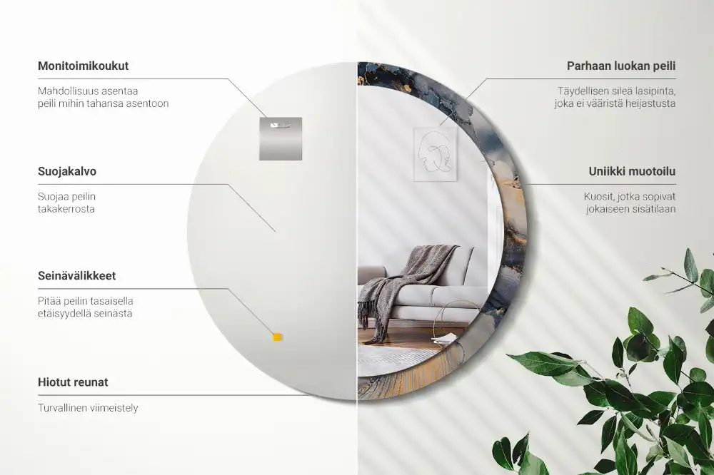 Round wall mirror decor Abstract paints