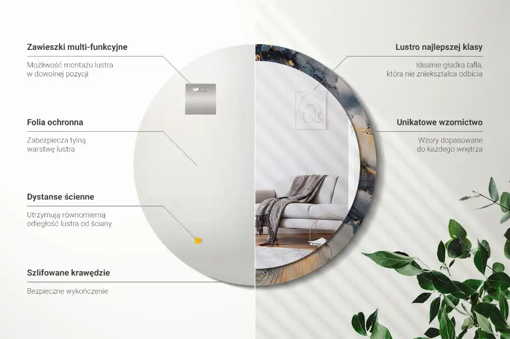 Round wall mirror decor Abstract paints