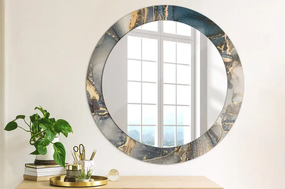 Round wall mirror decor Abstract paints