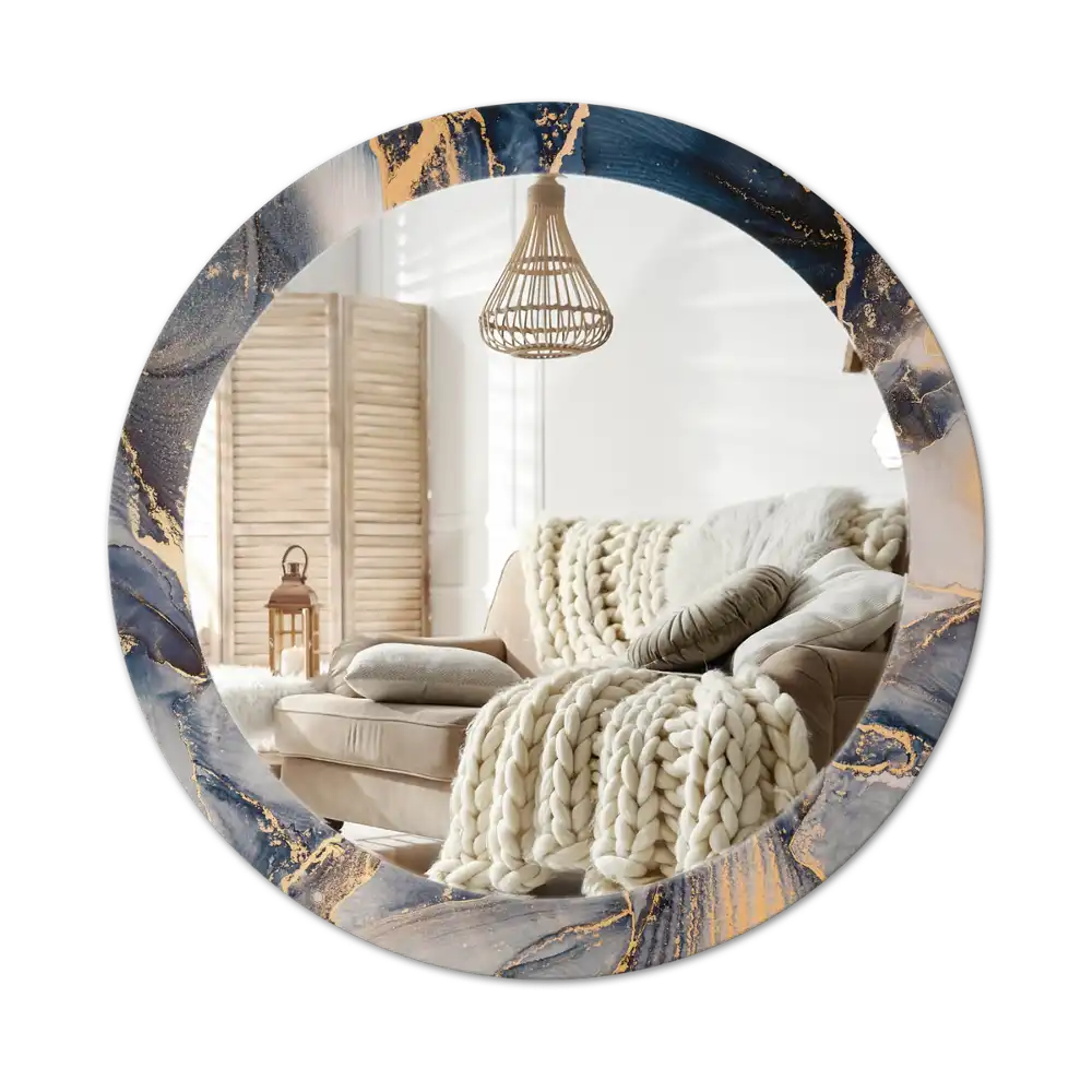 Round wall mirror decor Abstract paints