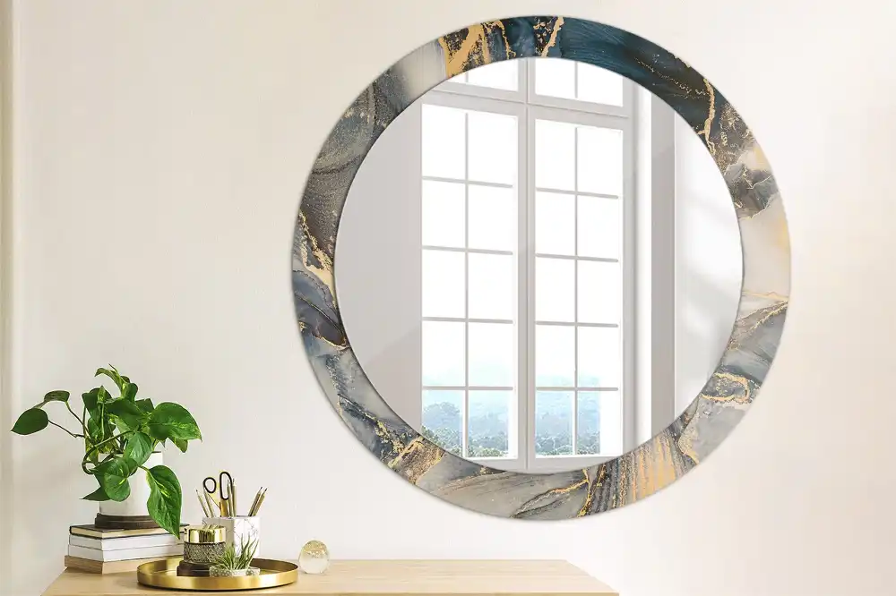 Round wall mirror decor Abstract paints
