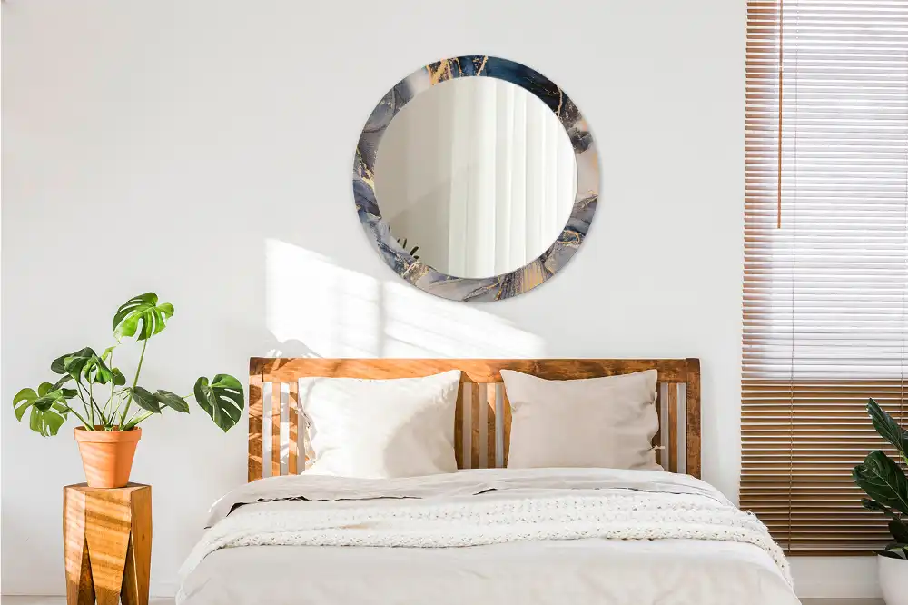 Round wall mirror decor Abstract paints