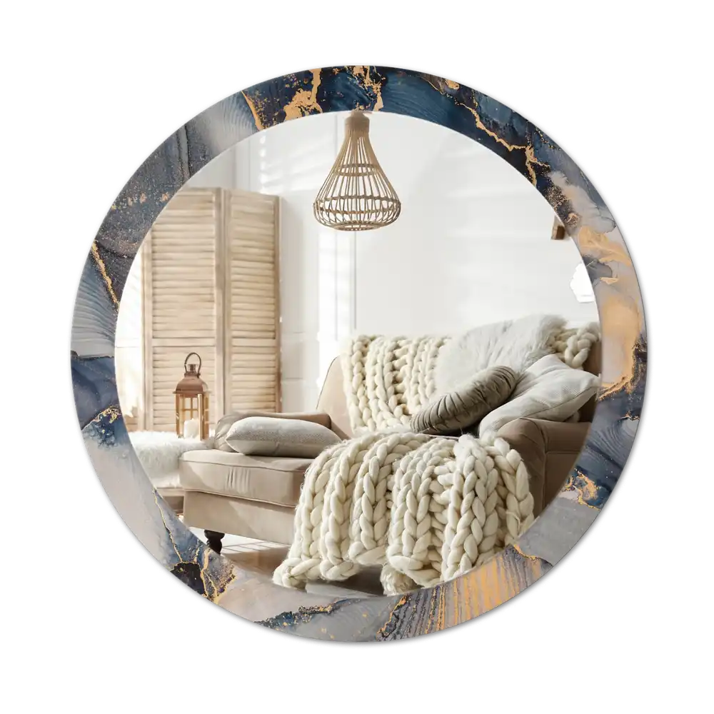 Round wall mirror decor Abstract paints