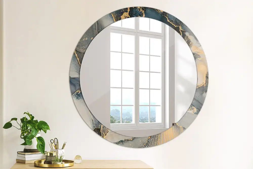 Round wall mirror decor Abstract paints