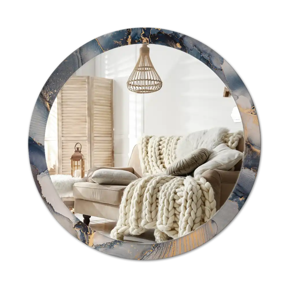 Round wall mirror decor Abstract paints