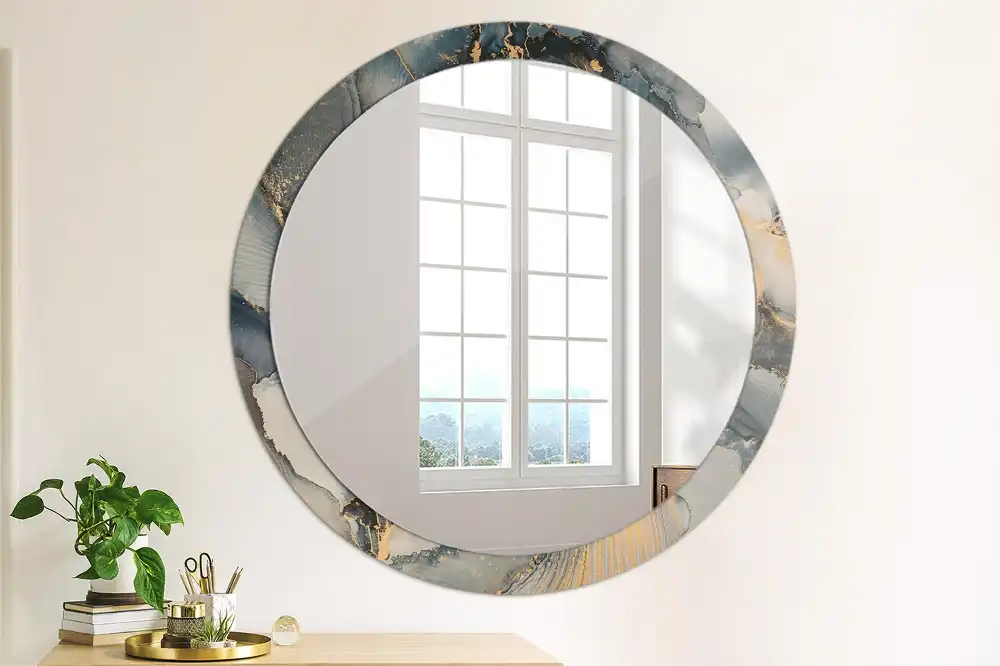 Round wall mirror decor Abstract paints