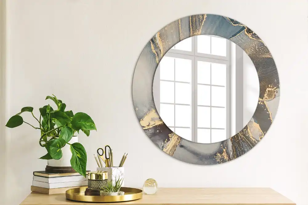 Round wall mirror decor Abstract paints