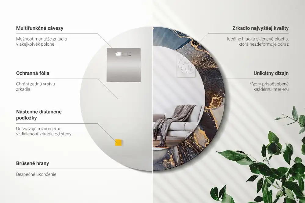 Round wall mirror decor Abstract paints