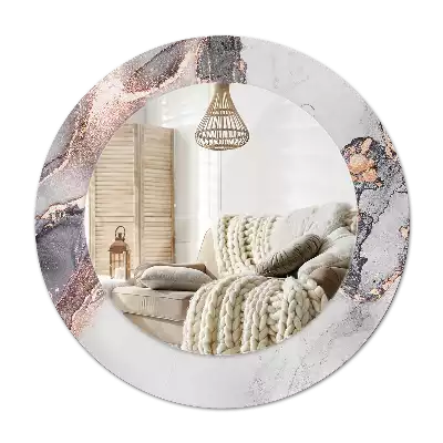 Round mirror frame with print Abstract marble