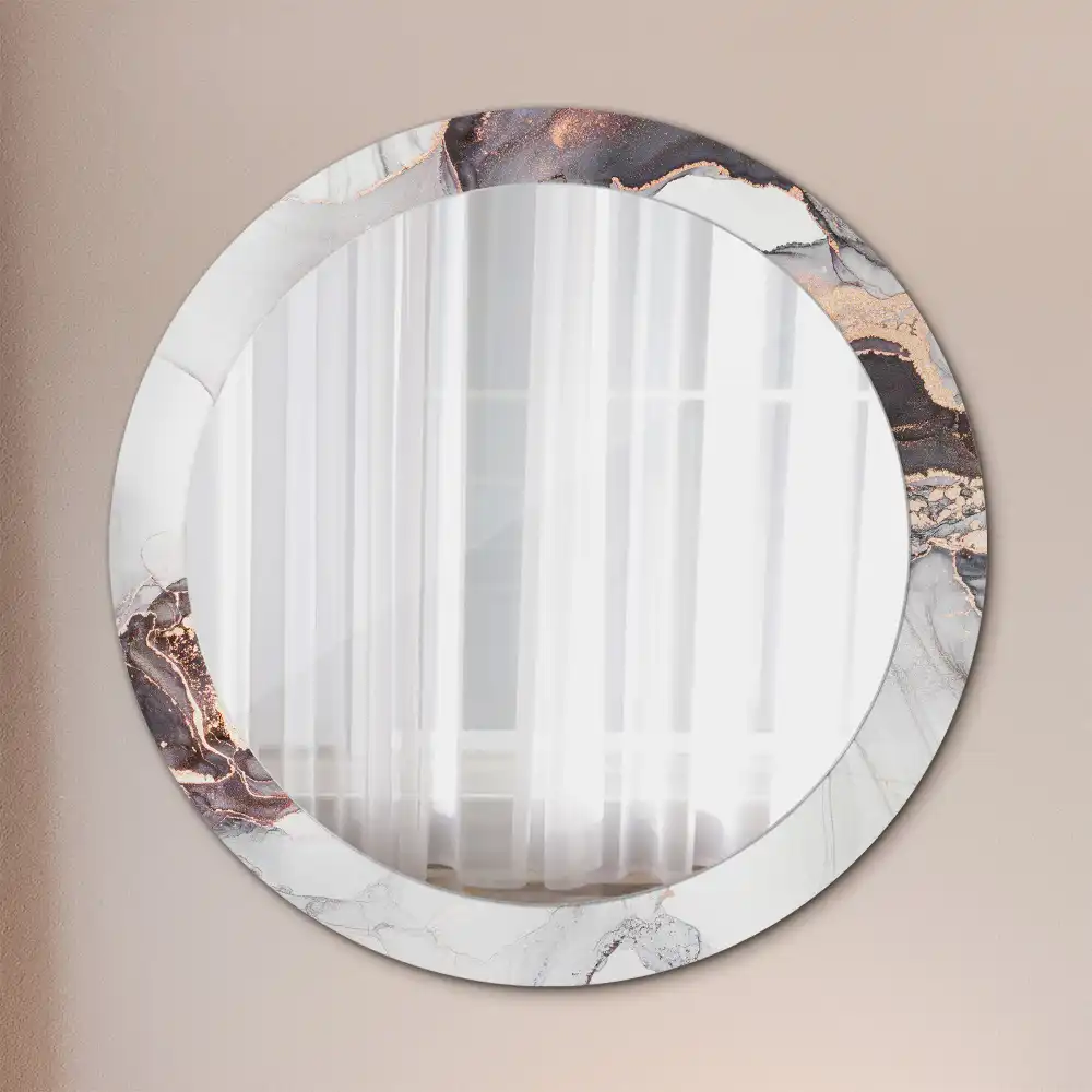Round mirror frame with print Abstract marble