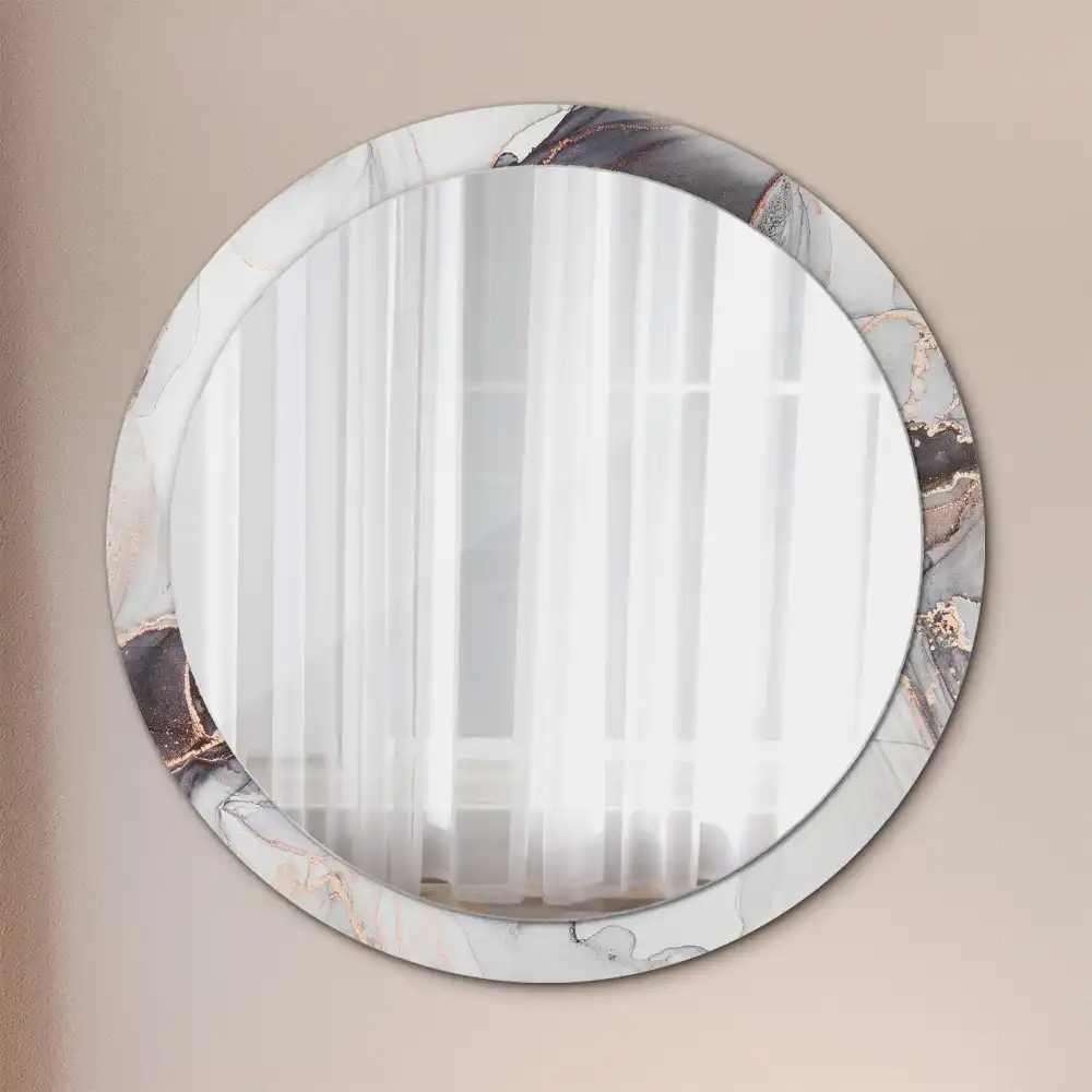 Round mirror frame with print Abstract marble