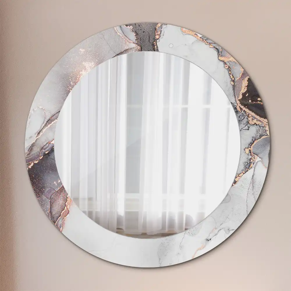Round mirror frame with print Abstract marble