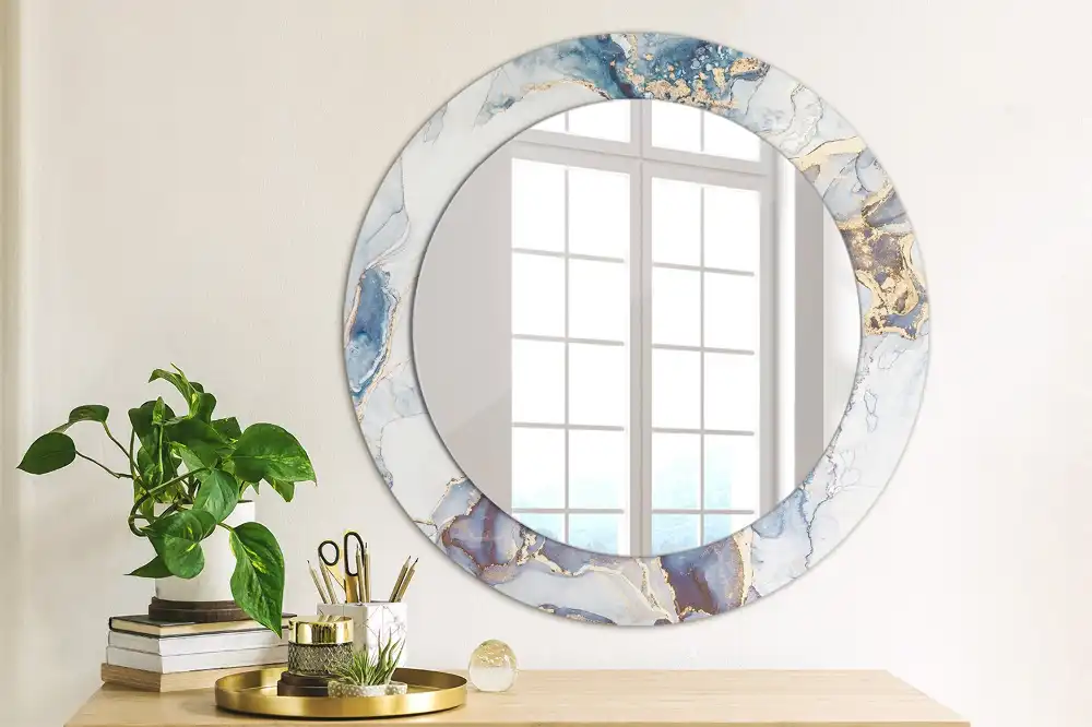 Round printed mirror Abstract art