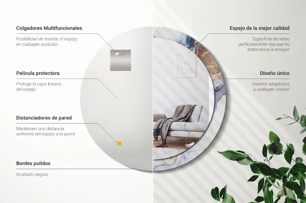 Round printed mirror Abstract art