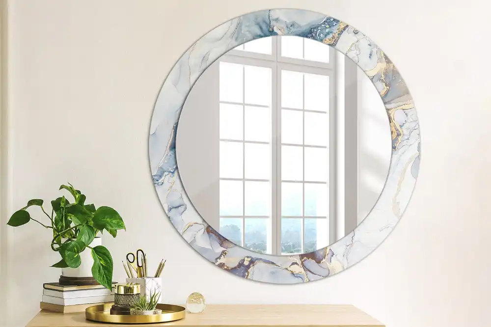 Round printed mirror Abstract art