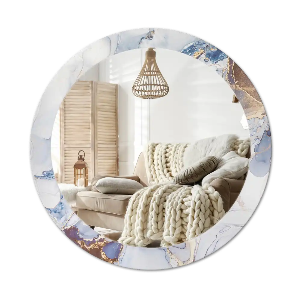 Round printed mirror Abstract art