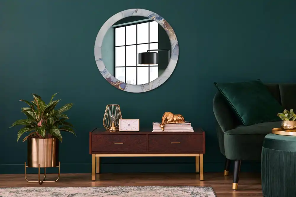 Round printed mirror Abstract art