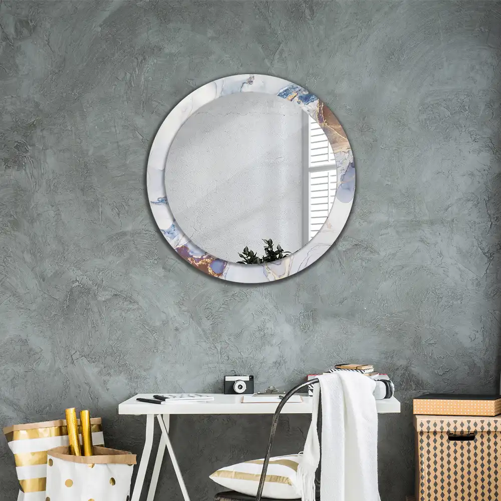Round printed mirror Abstract art