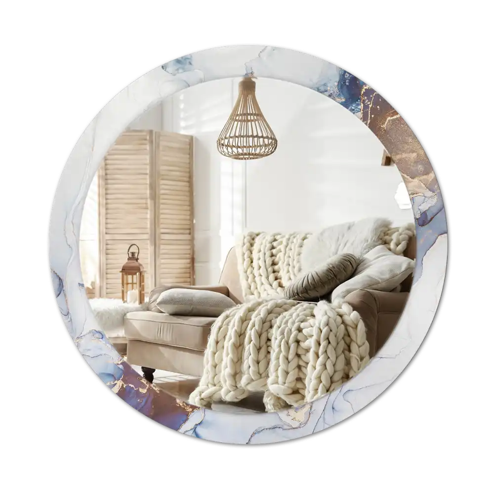 Round printed mirror Abstract art