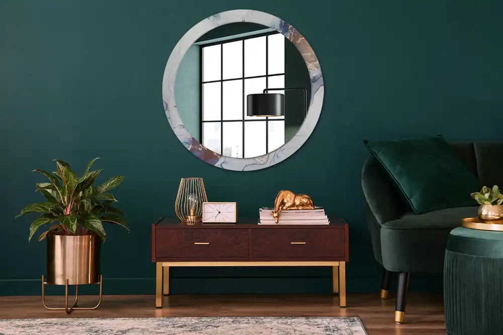 Round printed mirror Abstract art