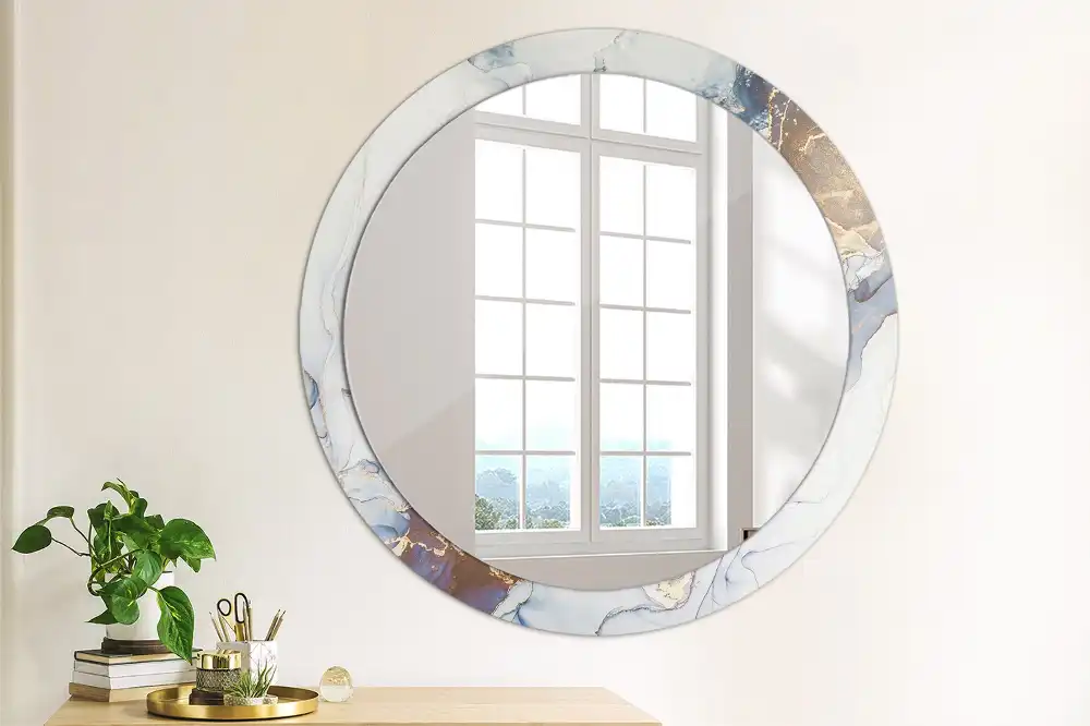 Round printed mirror Abstract art