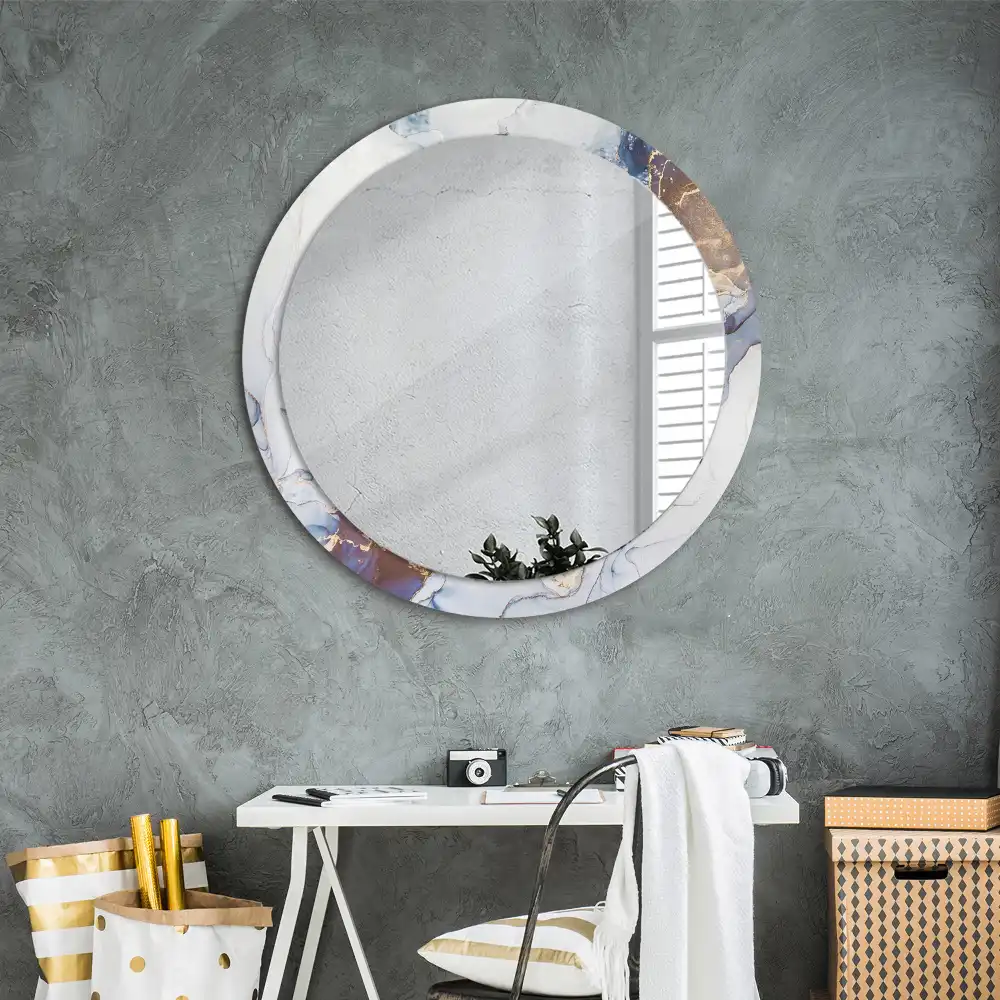 Round printed mirror Abstract art