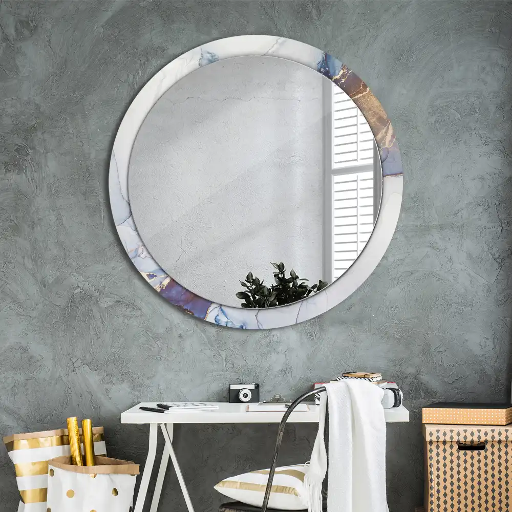 Round printed mirror Abstract art