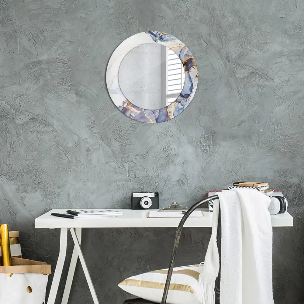 Round printed mirror Abstract art