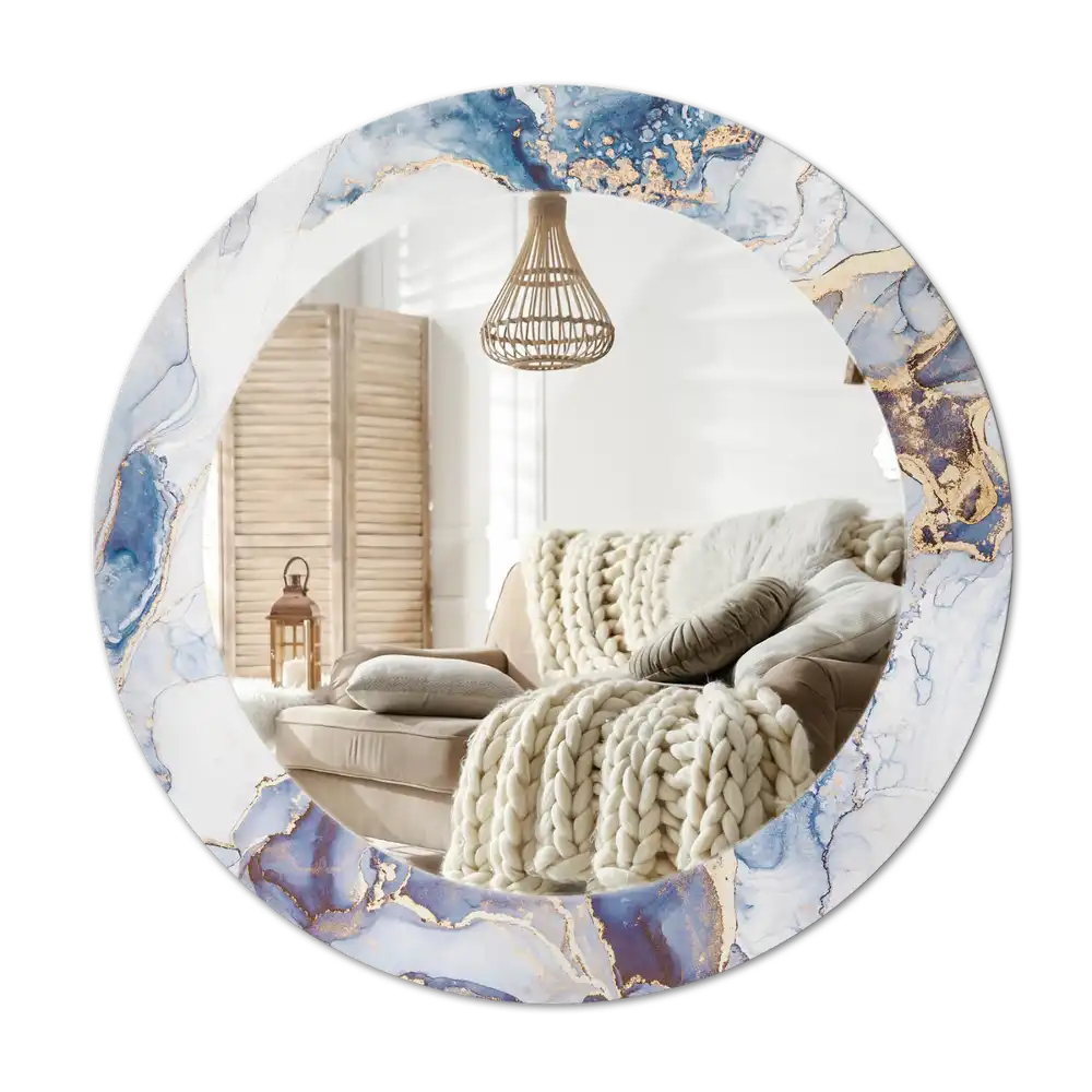 Round printed mirror Abstract art