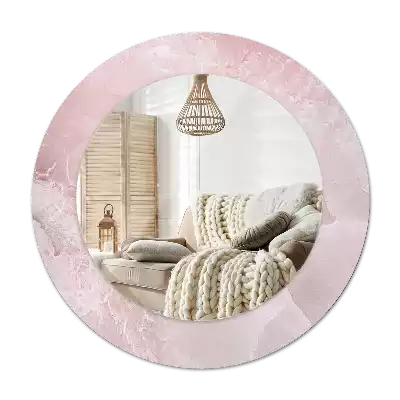 Round printed mirror Pink stone