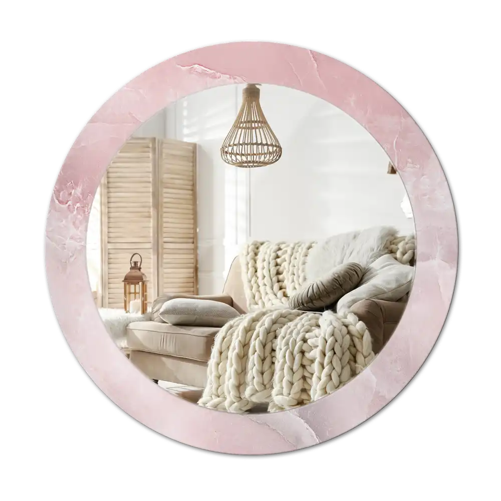 Round printed mirror Pink stone