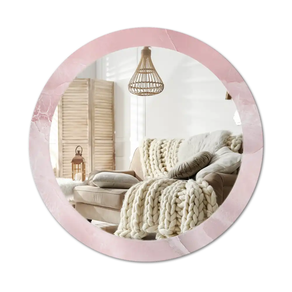 Round printed mirror Pink stone